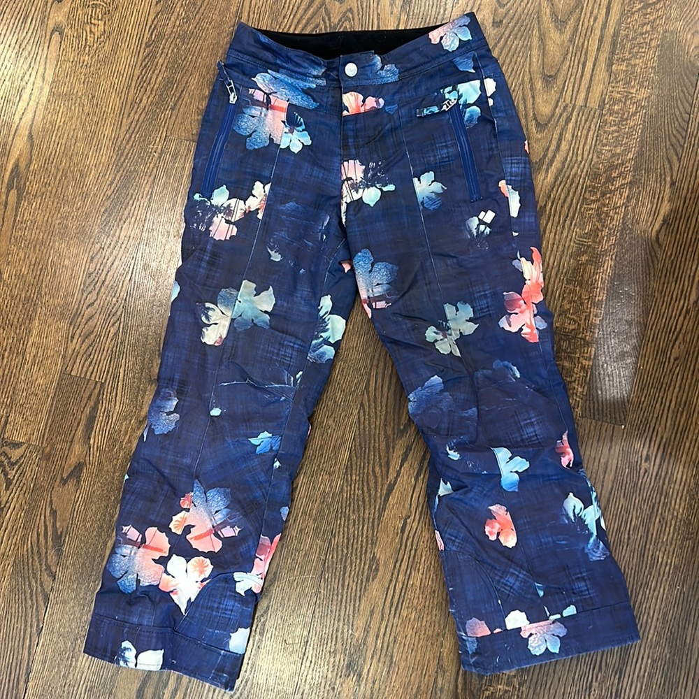 Girls Floral Obermeyer Ski Pants, size m/ 10-12